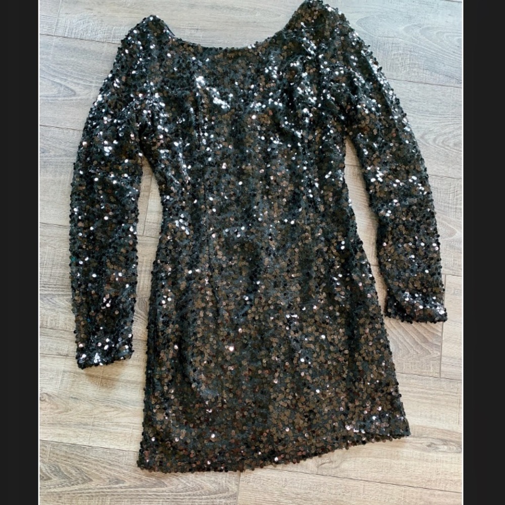 Black Sequin Mini Dress